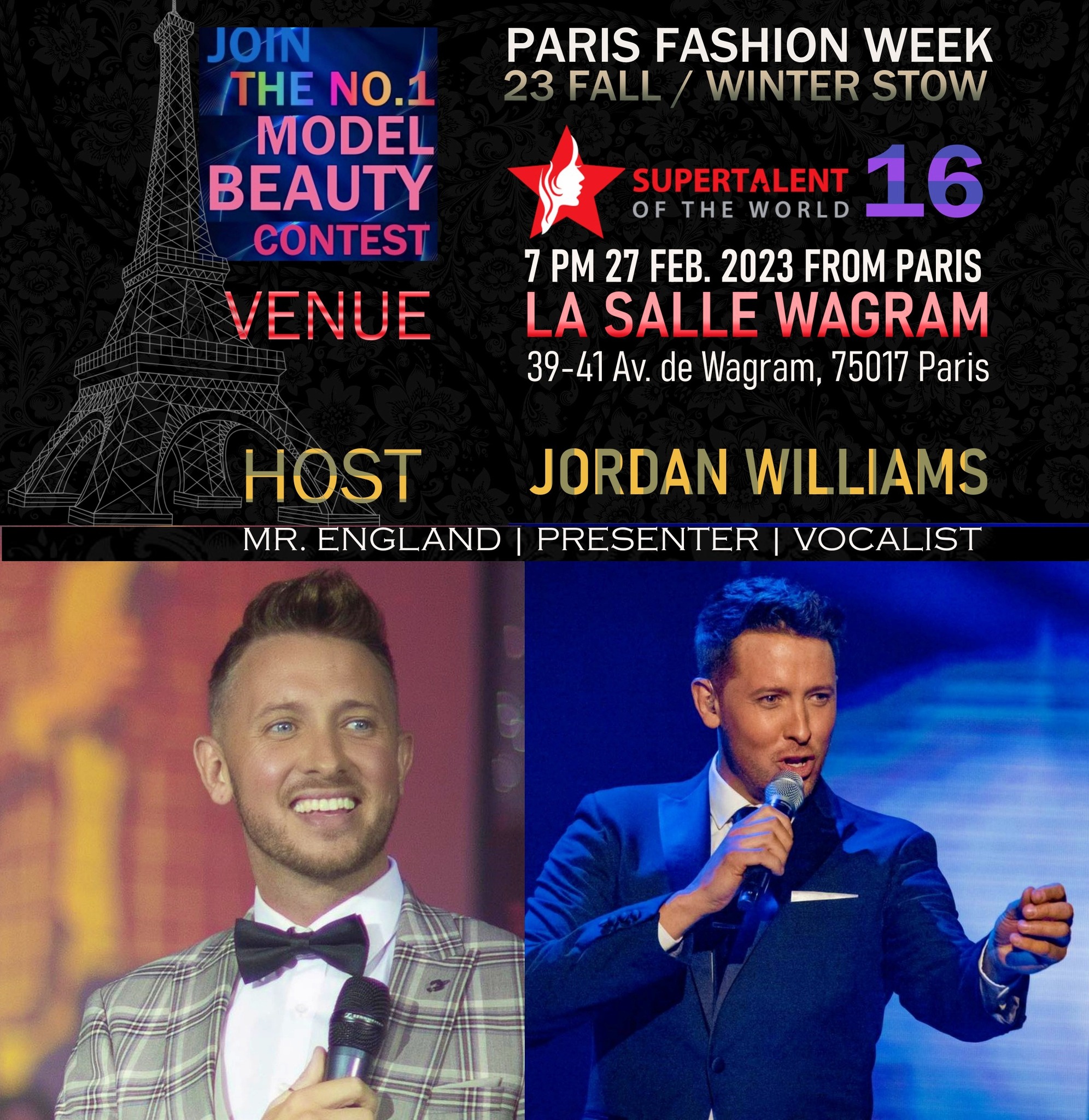 PARIS FASHION WEEK 23 - FASHION WEEK - MISS SUPER TALENT OF THE WORLD - Edition 16 - Host Jordan William Presenter